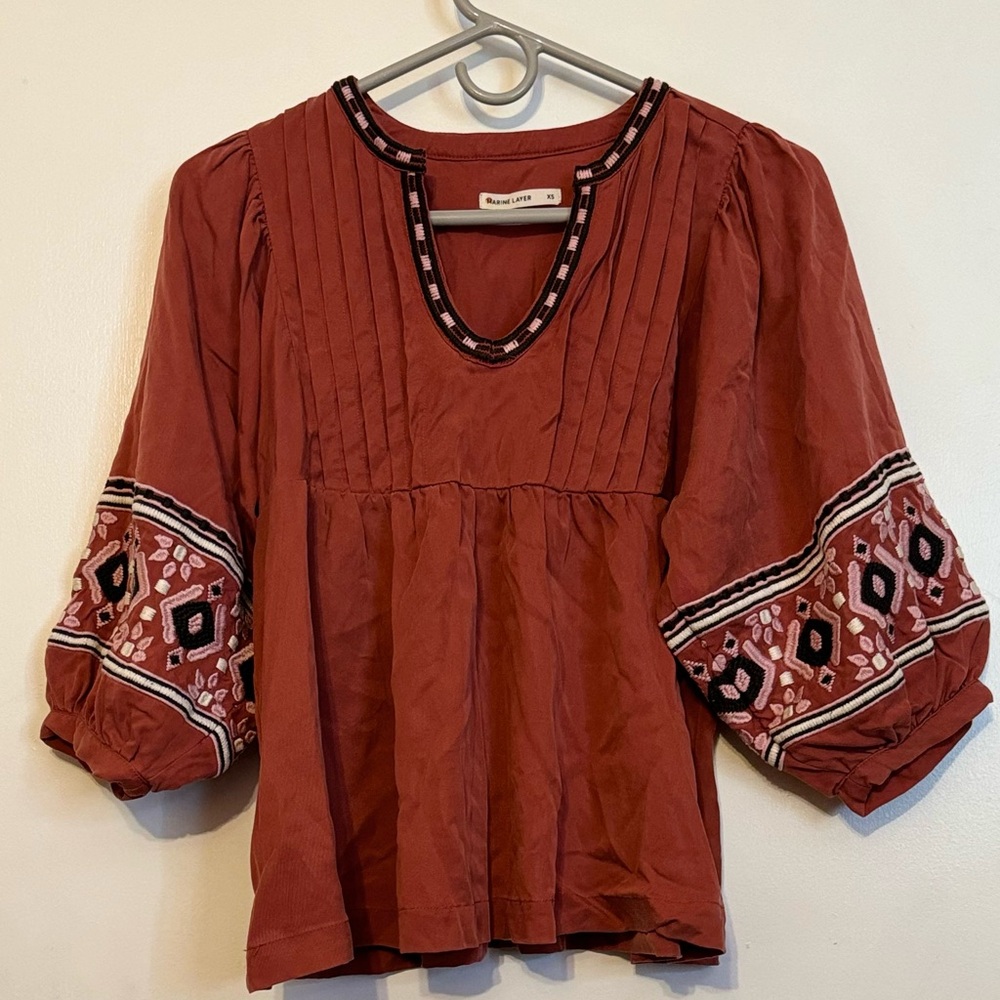 Marine Layer Boho Embroidered Blouse - image 3